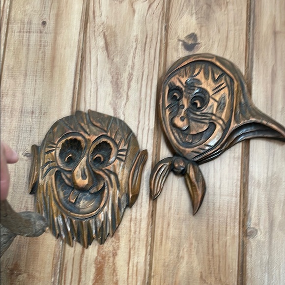 Vintage Handcrafted Sasquatch faces Wooden Wall Decor Set one of a kind
